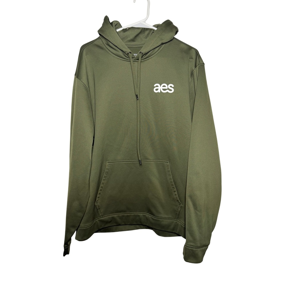 Sport-Tek Mens XL Olive Green Performance Hoodie AES Logo Pullover Sweatshirt